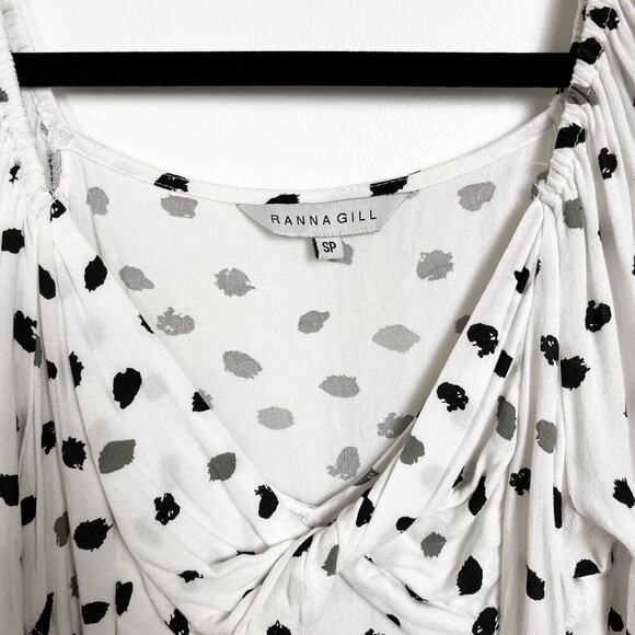 Anthropologie Ranna Gill Francois Blouse Black White Polka Dot Small Coquette - Picture 5 of 11